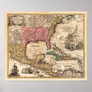 Poster Nouveau-Mexique Louisiane Floride Homann 1716