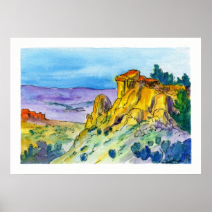 Poster Nouveau-Mexique Paysage Sentier Haut Désert 01