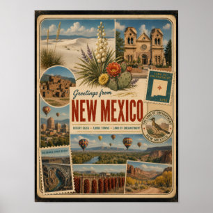 Poster Nouveau-Mexique Style Vintage Authentique