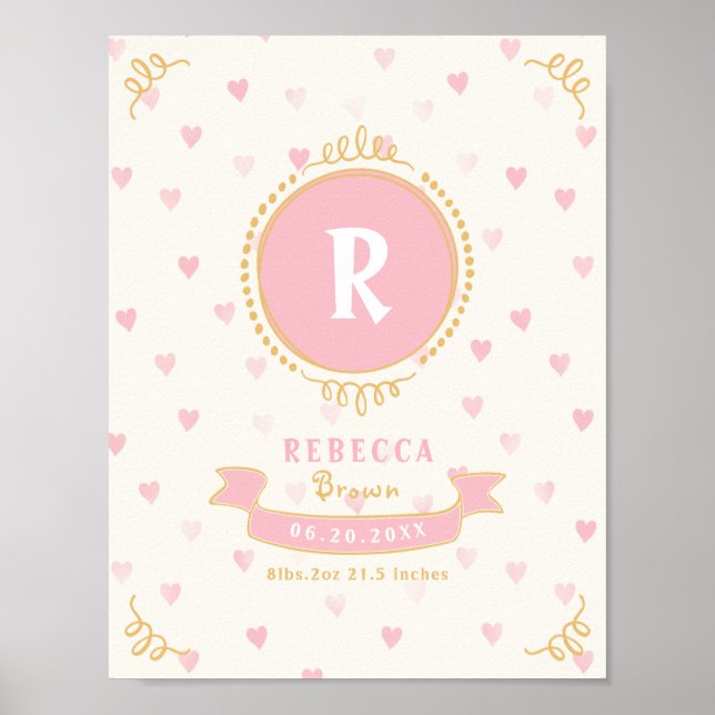 Poster Nouveau-né fille personnalisée gardiens de bébé fa (Devant)