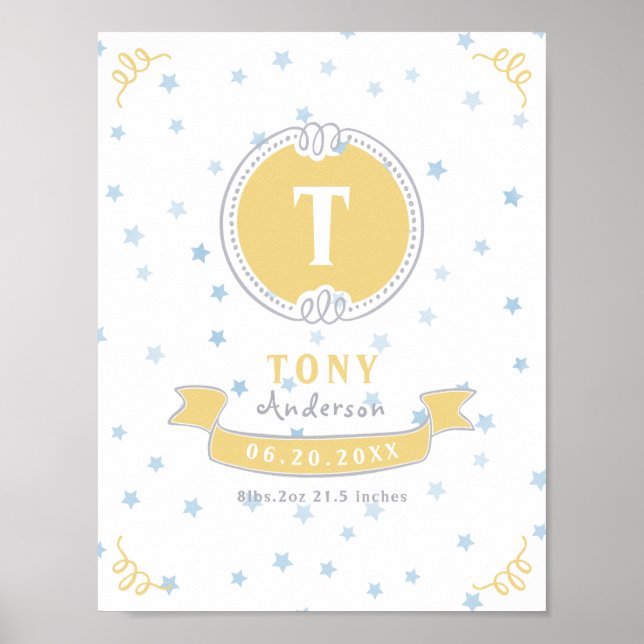 Poster Nouveau-né garçon gardiens de bébé personnalisé mo (Devant)