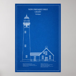 Poster Nouveau phare de Presque Isle - Michigan - AD