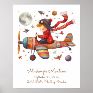 Poster Nouveau plan de vol personnalisé pour bébé Art pou