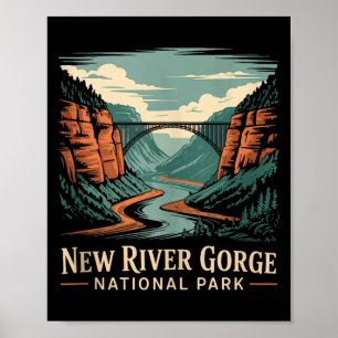 Poster Nouveau pont rétro du parc national des gorges de