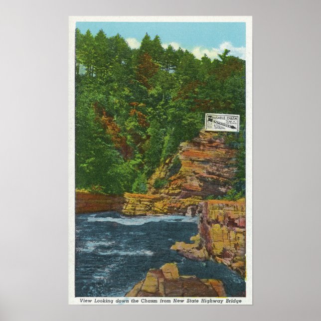 Poster Nouveau pont routier d'État Vue du chaos Ausable (Devant)