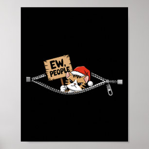 Poster Nouveautés Drôle Mignonne Chat De Noël Pour Kitty