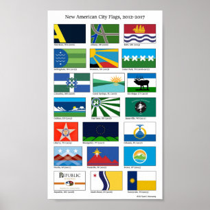Poster Nouveaux drapeaux de la ville américaine, 2012-201