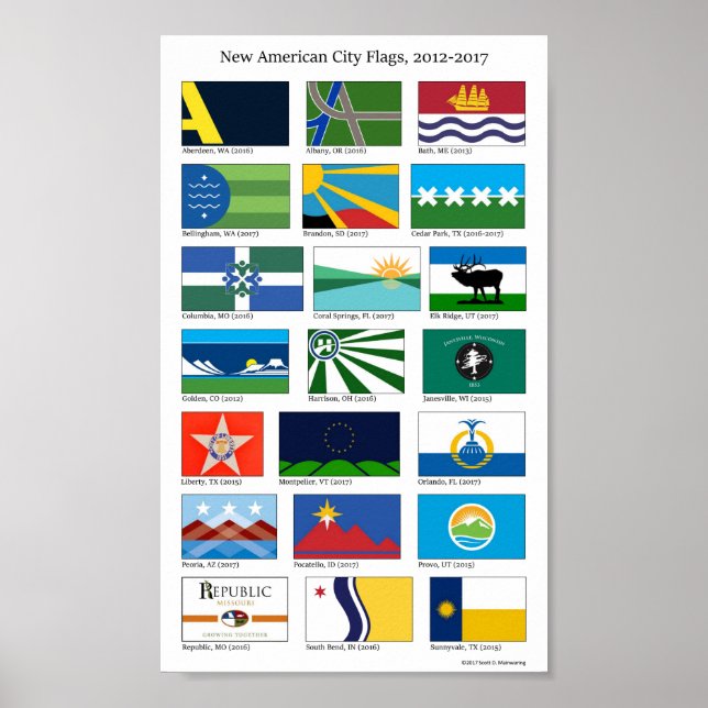 Poster Nouveaux drapeaux de la ville américaine, 2012-201 (Devant)