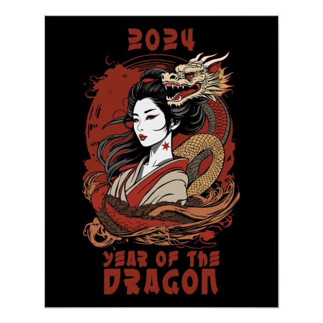 Poster Nouvel an Chinois | 2024 Année Du Dragon (Devant)