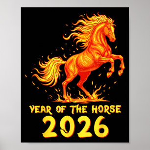 Poster Nouvel An chinois 2026 Cheval Nouvel An chinois jo