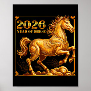Poster Nouvel An Chinois du Cheval Année du zodiaque chin