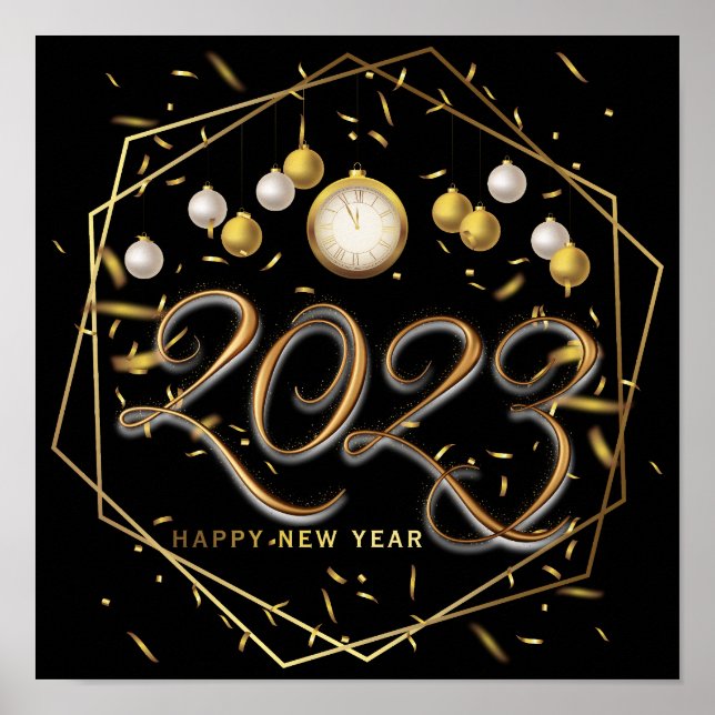 Poster Nouvel An Eve Party Fournitures 2023 Bonne année (Devant)