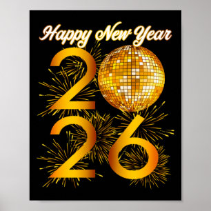 Poster Nouvel An Soirée - Joyeux Nouvel An 2026 Long Sle