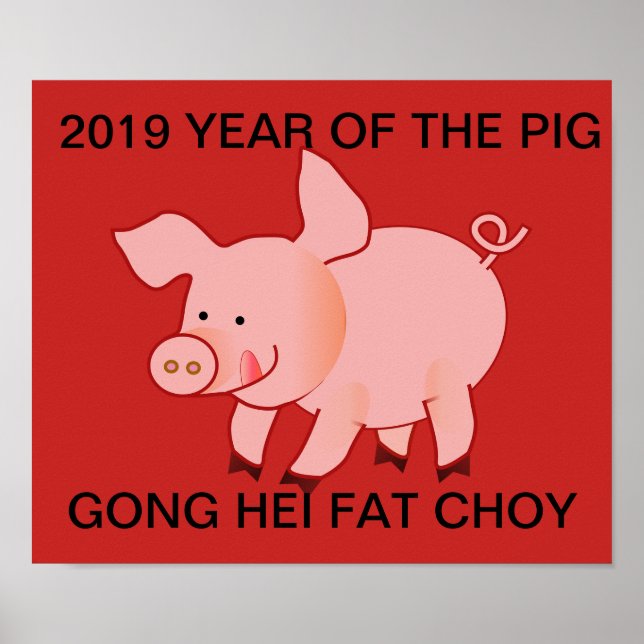 POSTER NOUVELLE ANNÉE CHINOISE DU PIG 2019 (Devant)