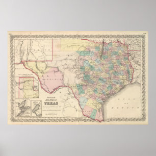 Poster Nouvelle carte de l'état du Texas