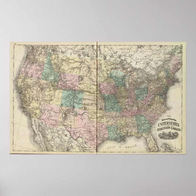 Poster Nouvelle carte ferroviaire des États-Unis (Devant)
