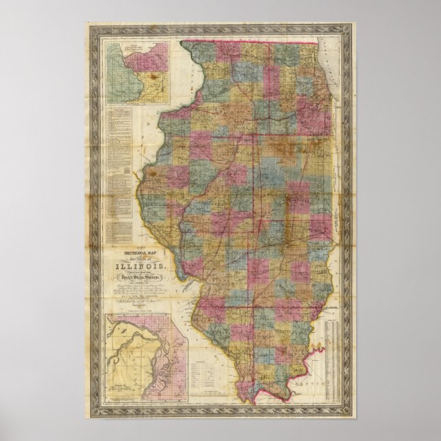 Poster Nouvelle carte sectionnelle de l'état de l'Illinoi (Devant)
