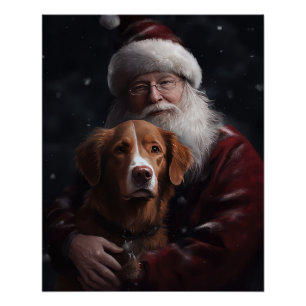 Poster Nouvelle-Écosse Duck Toller Avec Le Festif Du Père
