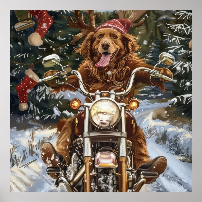 Poster Nouvelle-Écosse Moto à chiens Noël (Devant)