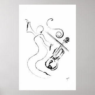 Poster Nouvelle-Orléans Dame - Violon sur toile enveloppé