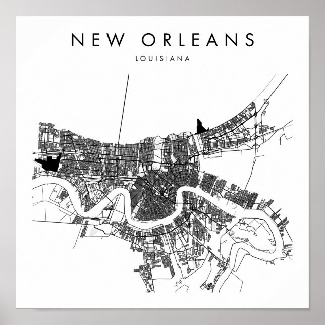 Poster Nouvelle-Orléans Louisiane Minimal Moderne Plan de (Devant)