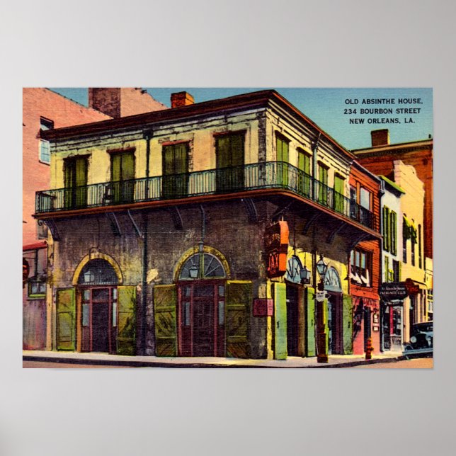 Poster Nouvelle-Orléans Louisiane Old Absinthe House (Devant)