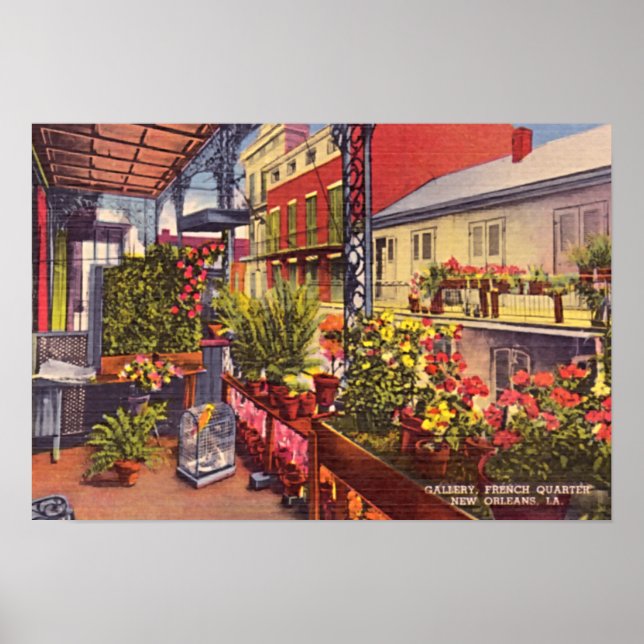 Poster Nouvelle-Orléans Louisiane Quartier Français Balco (Devant)