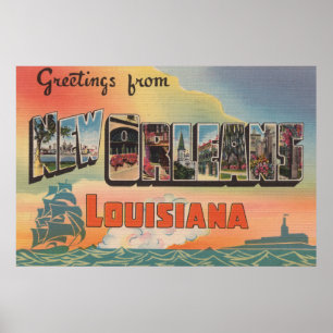 Poster Nouvelle-Orléans, Louisiane - Scènes de grandes le