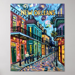Poster Nouvelle-Orléans Quartier français Van Gogh Style 