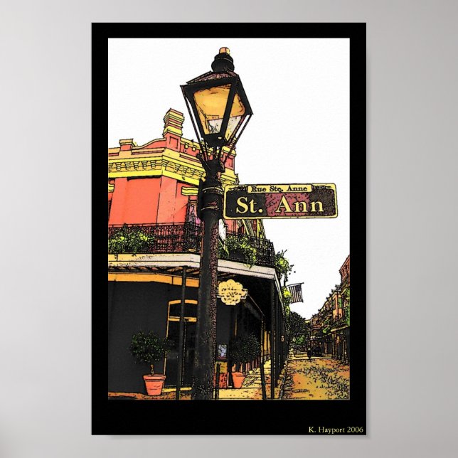 Poster Nouvelle-Orléans Street Corner St. Ann (Devant)