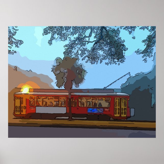 Poster Nouvelle-Orléans Streetcar matin (Devant)