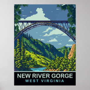 Poster Nouvelle rivière Gorge, Pont, WV, Voyage