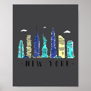 Poster Nouvelle ville de New York Nyc Horizon Ny Aquarell