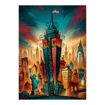 Nouvelle York Manhattan Paysage Urbain Fantaisiste
