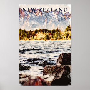 Poster Nouvelle-Zélande Nature Wildlife Travel