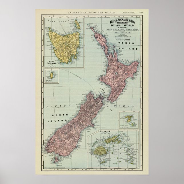 Poster Nouvelle-Zélande, Tasmanie, Fidji (Devant)