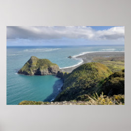 Poster Nouvelle-Zélande Whatipu Seasasview Omanawanui Tra