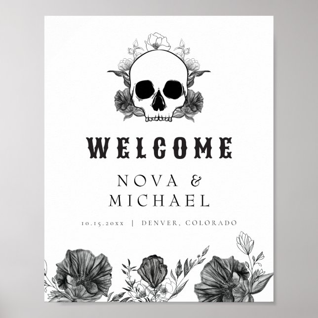 Poster NOVA Gothique Floral Crâne jusqu'à la mort Mariage (Devant)