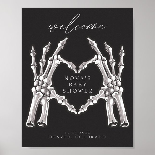 Poster NOVA Skeleton Heart Hands Baby shower Accueil (Devant)