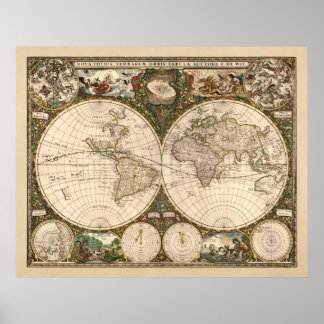Poster Nova Totius Terrarum Orbis Tabula (F. de Wit)