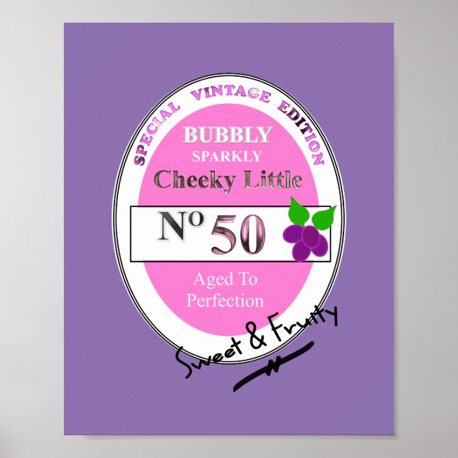 Poster Novelty 50th Milestone Anniversaire Funny Vin Étiq (Devant)