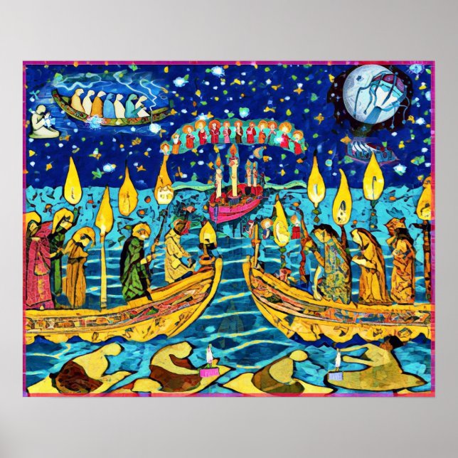 Poster Novembre Art populaire naïf Art d'automne (Devant)