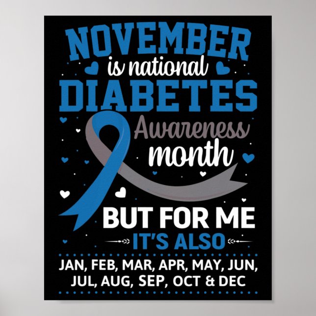 Poster Novembre c'est le diabète Awareness Month Blue et  (Devant)