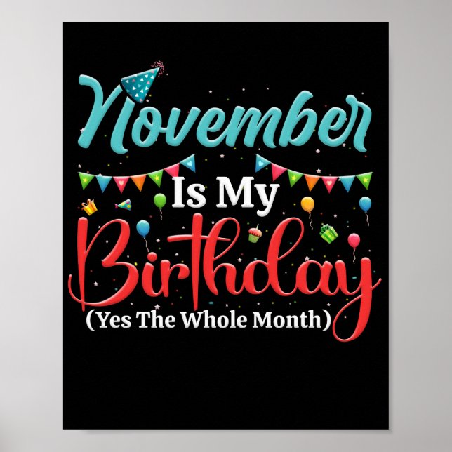 Poster Novembre Est Mon Anniversaire Le Mois Entier Novem (Devant)
