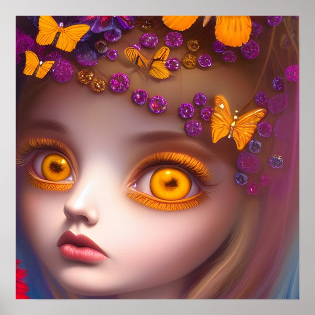 Poster Novembre Topaz Eyes Birthstone Butterfly Girl (Devant)