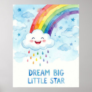 Poster Nuage Arc-en-ciel Aquarelle Rêve Grand Enfants