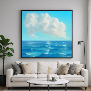 Poster Nuage au-dessus de l'eau - Style peint paysage mar