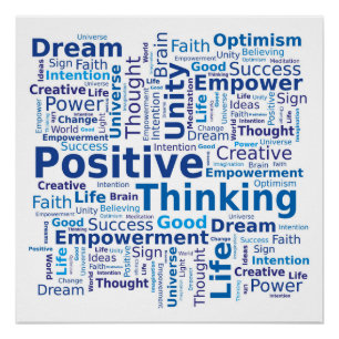 Poster Nuage de mots de pensée positive - Bleu