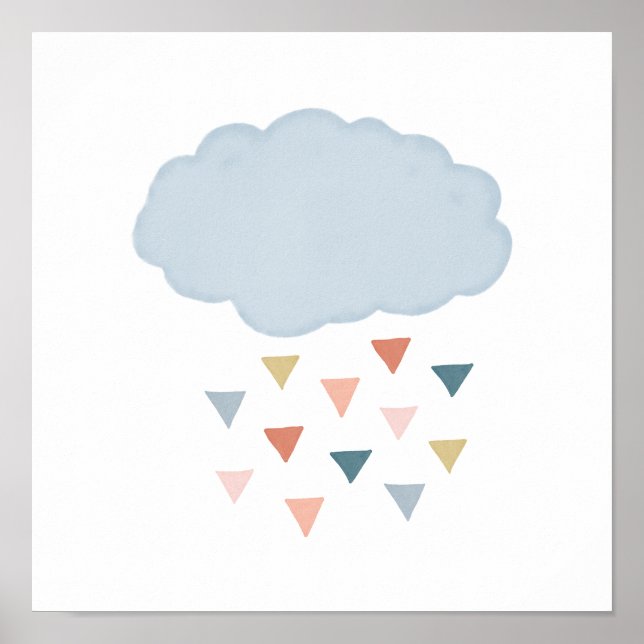 Poster Nuage de pluie Boho simple avec triangles (Devant)