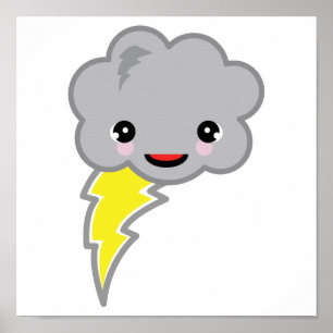 Poster nuage de tempête de kawai